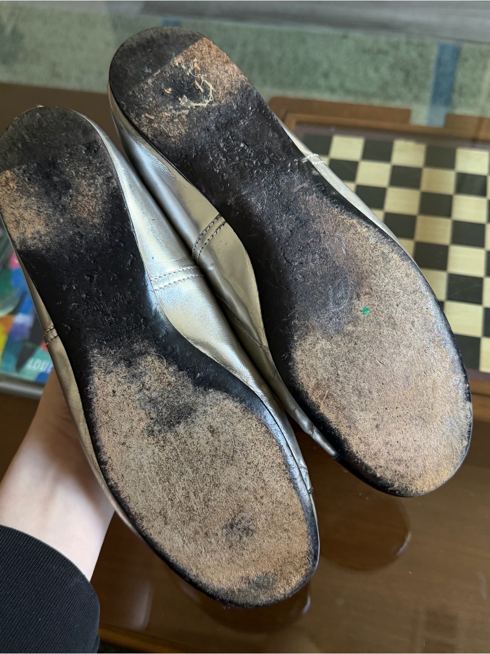 PRADA • metallic silver bow cap toe ballet flats - Picture 5 of 11